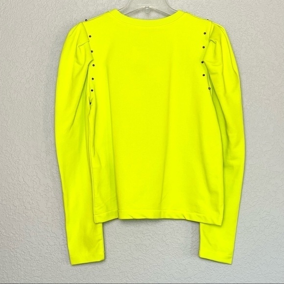 NWT ZARA 80s 90s Neon Long Puffed Sleeve Studded Shoulder Pullover Sweater S - Picture 5 of 7